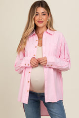 Pink Chambray Button Down Maternity Top