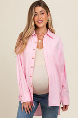 Pink Chambray Button Down Maternity Top