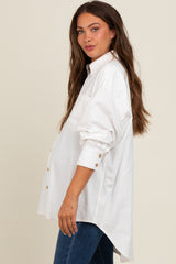 Off White Chambray Button Down Maternity Top