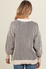 Black Ribbed Balloon Sleeve Maternity Sweater