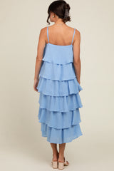 Blue Tiered Midi Dress