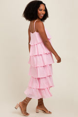 Light Pink Tiered Midi Dress