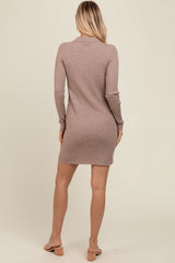 Mocha Ribbed Knit Henley Dress