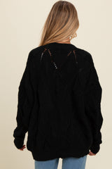 Black Textured Button Up Sweater Maternity Cardigan