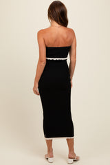 Black Contrast Trim Strapless Knit Dress