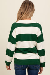 Hunter Green Wide Stripe Polo Maternity Sweater