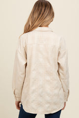 Ivory Plaid Textured Maternity Shirt Jacket