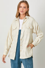 Ivory Plaid Textured Shirt Jacket