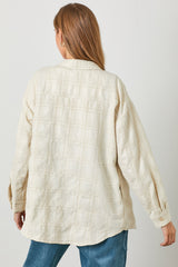 Ivory Plaid Textured Shirt Jacket