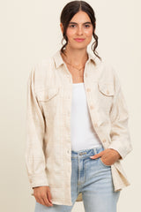 Ivory Plaid Textured Maternity Shirt Jacket