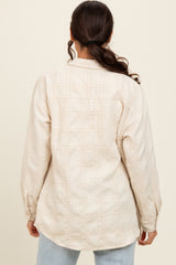 Ivory Plaid Textured Shirt Jacket