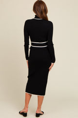 Black Contrast Trim Turtleneck Sweater Dress