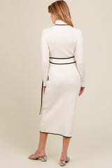 Ivory Contrast Trim Turtleneck Maternity Sweater Dress