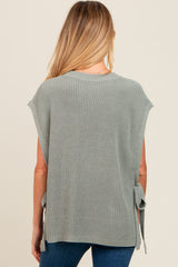 Olive Chunky Knit Side Tie Maternity Sweater Top