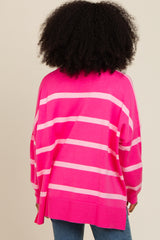 Pink Striped Knit Dolman Sleeve Top