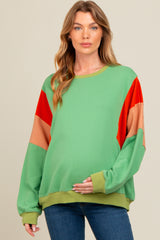 Green Colorblock Dolman Sleeve Maternity Sweatshirt