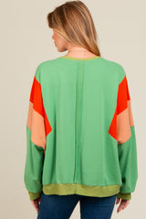 Green Colorblock Dolman Sleeve Maternity Sweatshirt