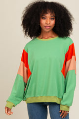 Green Colorblock Dolman Sleeve Maternity Sweatshirt