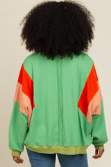 Green Colorblock Dolman Sleeve Sweatshirt