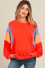 Coral Colorblock Dolman Sleeve Maternity Sweatshirt