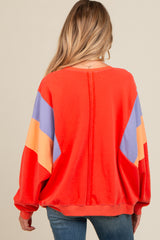 Coral Colorblock Dolman Sleeve Maternity Sweatshirt