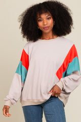 Grey Colorblock Dolman Sleeve Maternity Sweatshirt