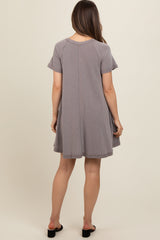 Mocha Solid T-shirt Maternity Mini Dress