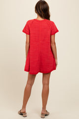 Red Heather Ribbed Cut Seam Dress