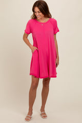 Hot Pink Solid T-shirt Mini Dress