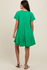 Green Solid T-shirt Mini Dress