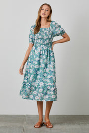 Jade Floral Smocked Midi Dress