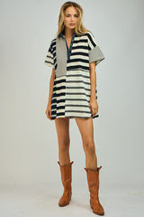 Multi Stripe Collar Mini Dress