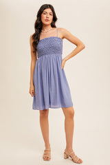 Periwinkle Textured Smocked Maternity Dress