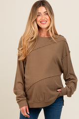 Olive Exposed Seam Dolman Sleeve Maternity Sweatshirt