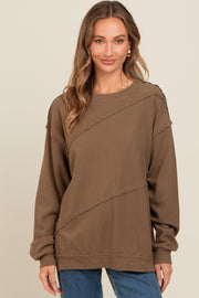 Olive Exposed Seam Dolman Sleeve Sweatshirt