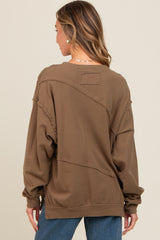 Olive Exposed Seam Dolman Sleeve Sweatshirt