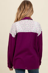 Plum Colorblock Floral Maternity Button Down