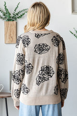 Black Rose Print Sweater