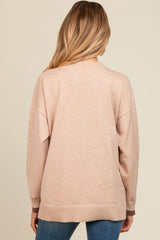 Beige Button Up Side Detail Maternity Sweater