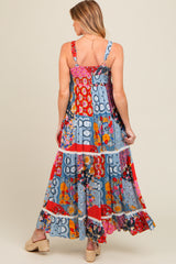 Multicolor Patchwork Floral Maternity Maxi Dress