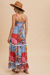 Multicolor Patchwork Floral Maxi Dress