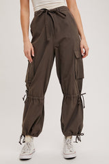 Ash High-Rise Drawstring Cargo Wide Leg Pants