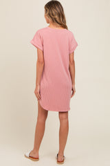 Mauve Ribbed Round Hem Dress