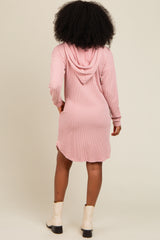 Mauve  Ribbed Hoodie Dress