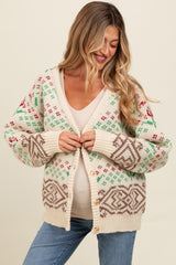 Cream Vintage Floral Button Down Maternity Cardigan