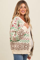 Cream Vintage Floral Button Down Maternity Cardigan