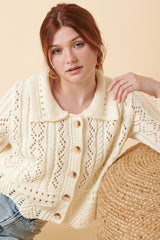 Ivory Crochet Detail Cardigan