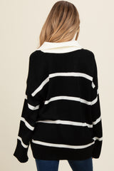 Black Striped Collared Maternity Sweater