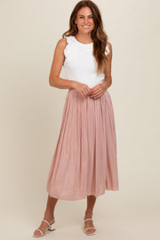 Mauve Pleated Midi Skirt