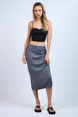 Charcoal Knit Fitted Side Slit Maternity Midi Skirt